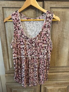 Maurices Pink Floral Peplum Tank Top